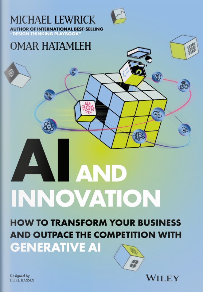 Cover of the "AI and innovation" book authored by Michael Lewrick and Omar Hatamleh, designed by Heike Hansen, and edited by Wiley